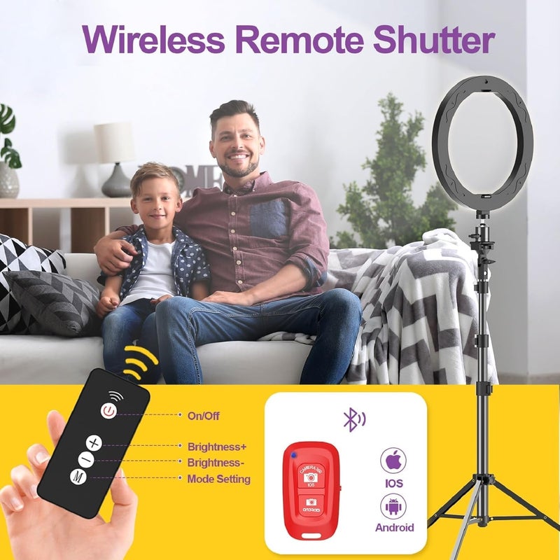 EMART إضاءة حلقة 10" مع حامل ثلاثي قابل للتمديد بطول 55" وحامل هاتف، إضاءة دائرية LED قابلة للتعتيم لتصوير السيلفي/المكياج/فيديوهات يوتيوب/التدوين/البث المباشر - Image 5